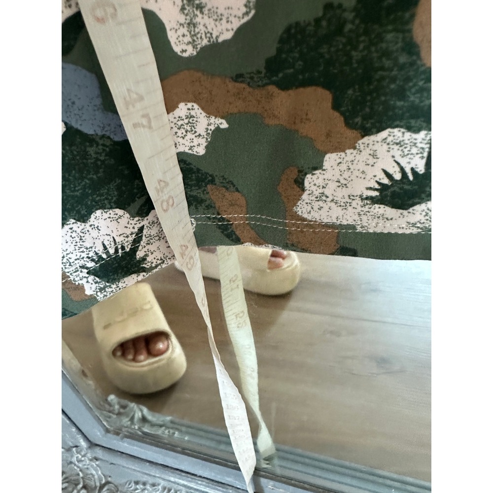 Daily Practice Anthropologie Green Blue Square Neck Floral Camo Midi Dress L - Picture 11 of 11